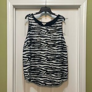 Jamie - black & white sequin tank - size 2X